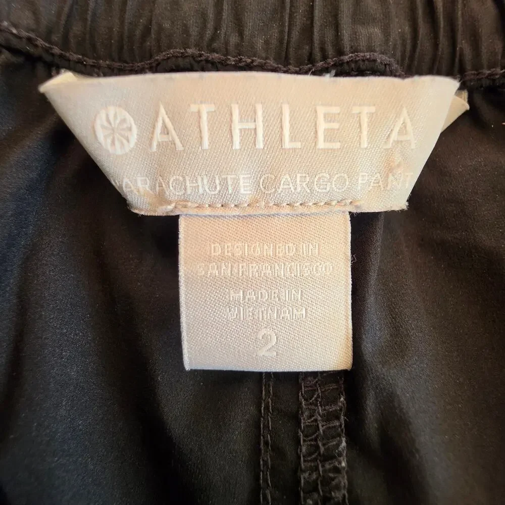 Athleta Parachute Cargo Pants Black Sz 2 Lightweight Athleisure
